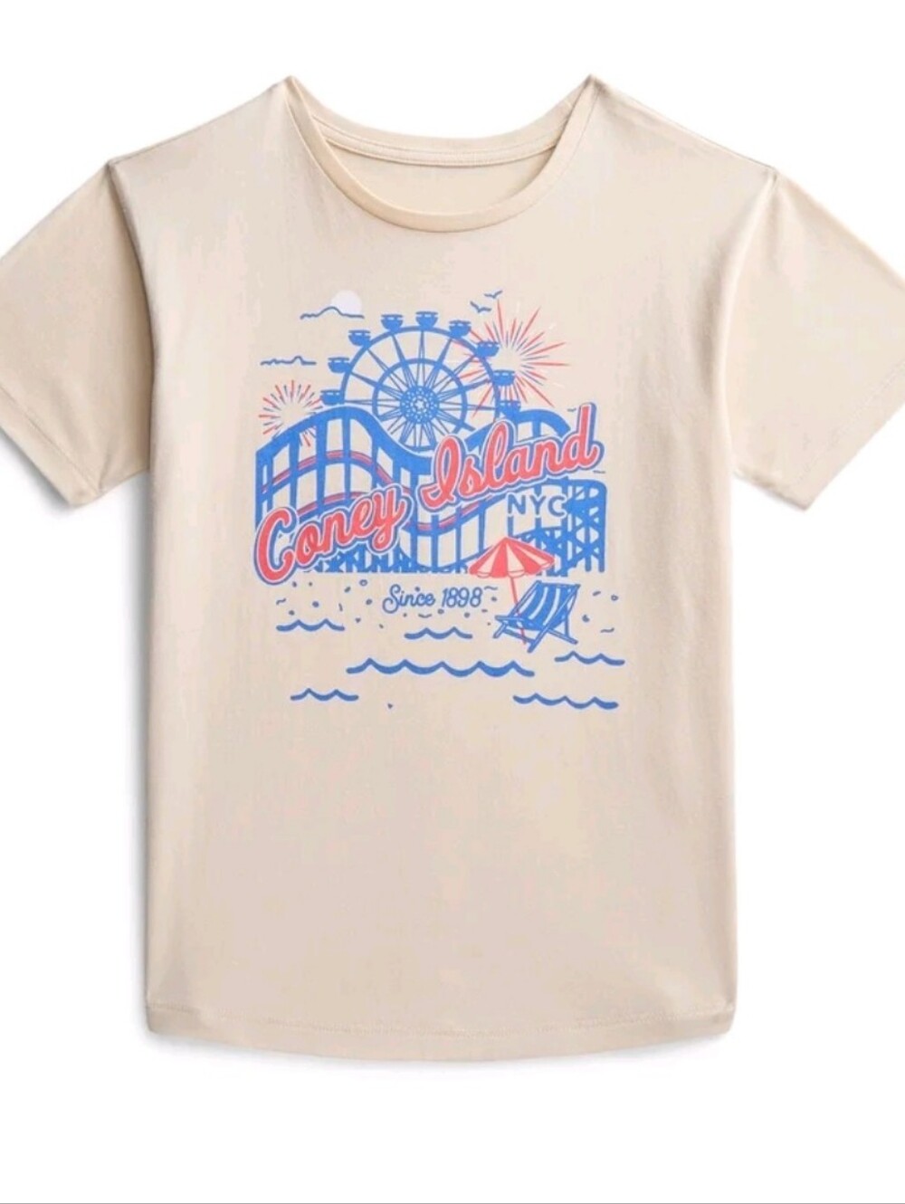 Wonder Nation Girls NYC Amusement Park Graphic Tee with Short Sleeves